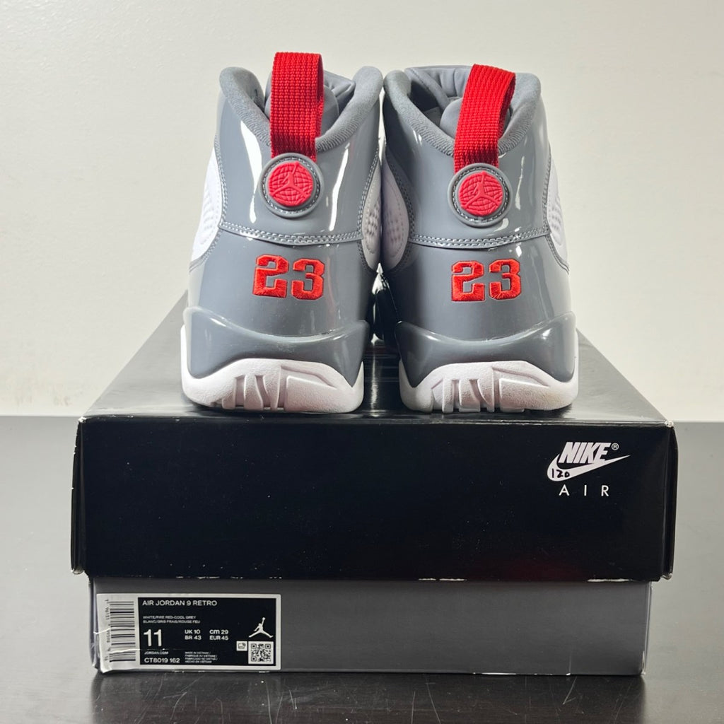 Jordan 9 Retro Fire Red 11 (Lightly Worn Pre-Owned)JordanWhite/Fire Red/Cool Grey - Image 4