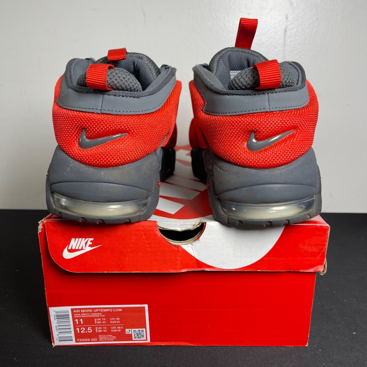Nike Air More Uptempo Low Dark Grey Light Crimson (Size 11) - aux