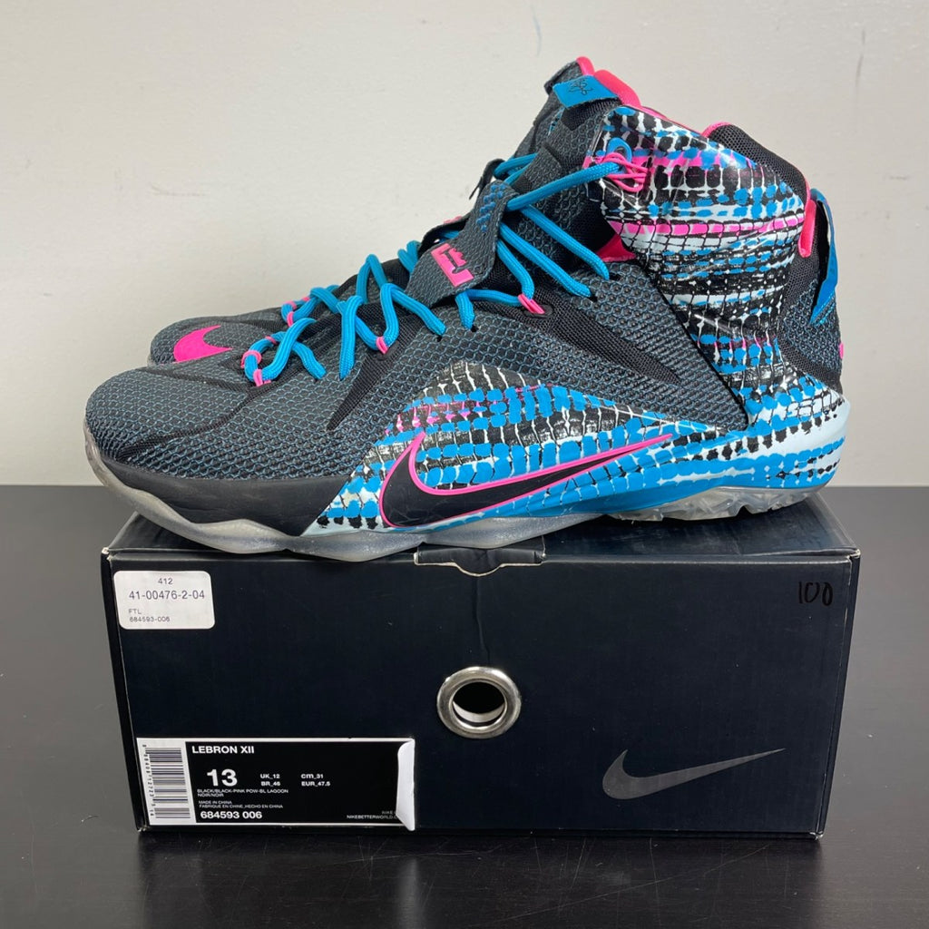 Nike LeBron 12 23 Chromosomes 13 (Moderately Worn Pre-Owned)NikeBlack/Pink Power-Blue Lagoon - Image 3