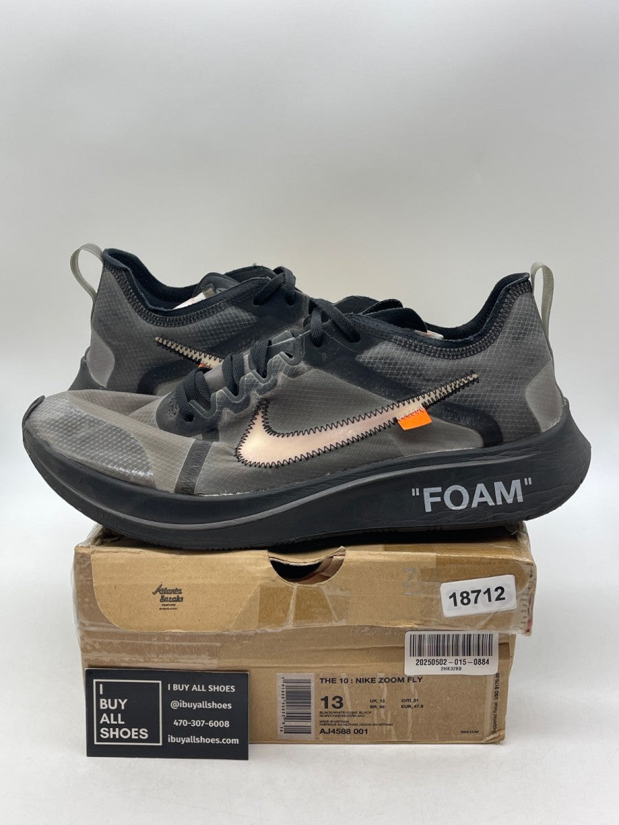 Nike Zoom Fly Off-White Black Silver 13 (Heavily Worn Pre-Owned) - Image 1
