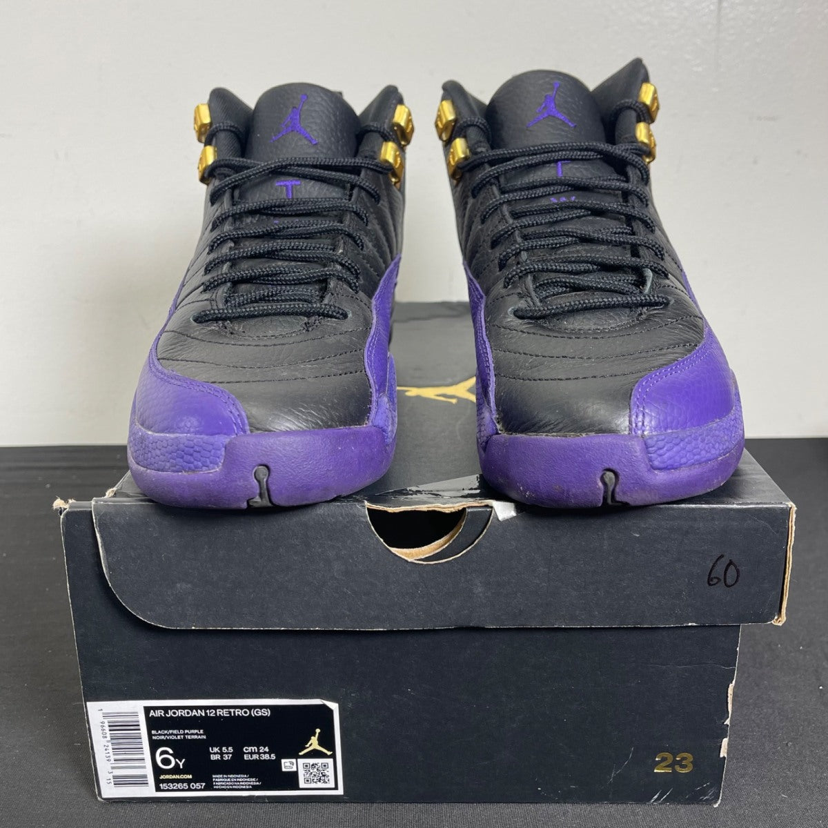 Jordan 12 Retro Field Purple (GS) 6Y (Moderately Worn Pre-Owned)JordanBlack/Field Purple/Taxi - Image 2