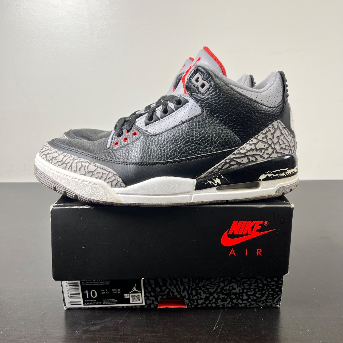 Jordan 3 Retro OG Black Cement (2024) (Size 10) - Image 3