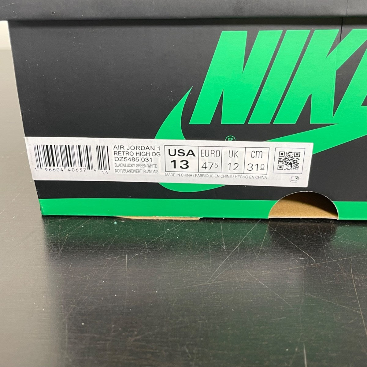 Jordan 1 Retro High OG Lucky Green 13 (Moderately Worn Pre-Owned)JordanBlack/Lucky Green-White - Image 7