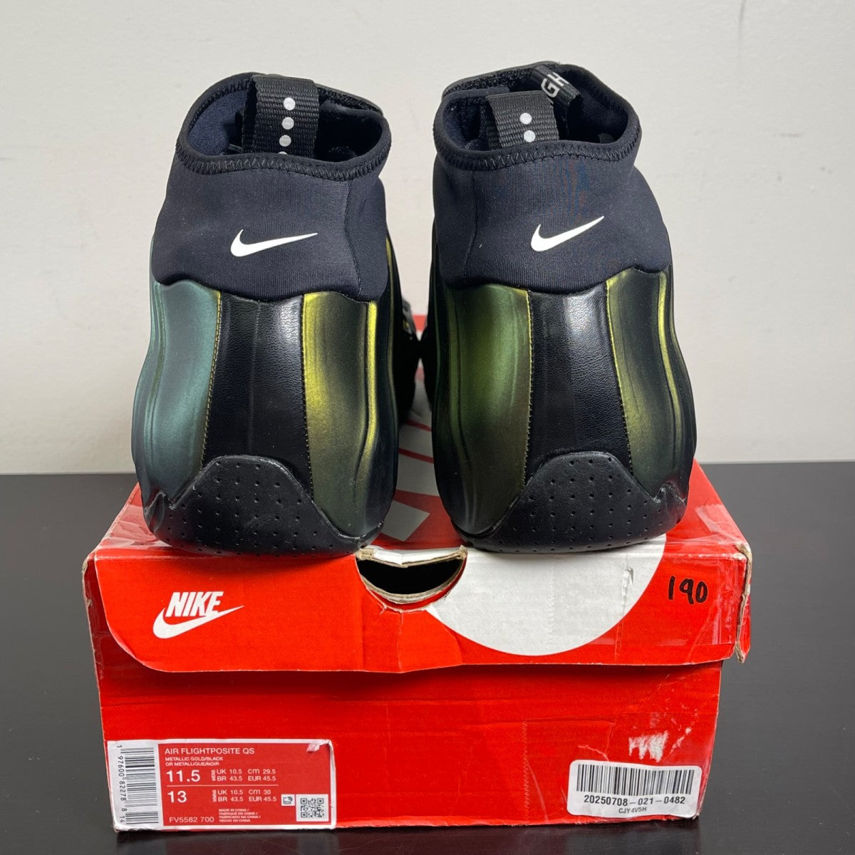 Nike Air Flightposite Metallic Gold (2024) 11.5 (Moderately Worn Pre-Owned)NikeMetallic Gold/Black/Metallic Silver/White/Black - Image 4