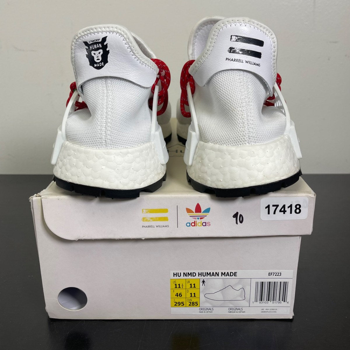 adidas NMD HU Pharrell Human Made White Red 11.5 (Moderately Worn Pre-Owned)adidasWhite/White/Red - Image 4
