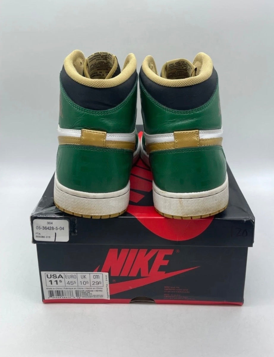Jordan 1 OG Celtics 11.5 (Lightly Worn Pre-Owned)JordanClover/Metallic Gold/White/Black - Image 5