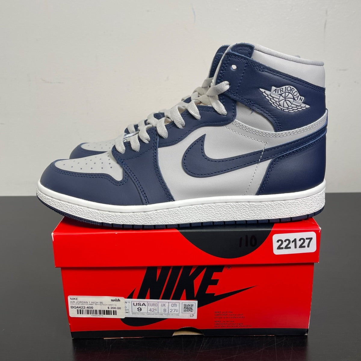 Jordan 1 Retro High '85 Georgetown 9 (Moderately Worn Pre-Owned)JordanCollege Navy/Summit White-Tech Grey - Image 3