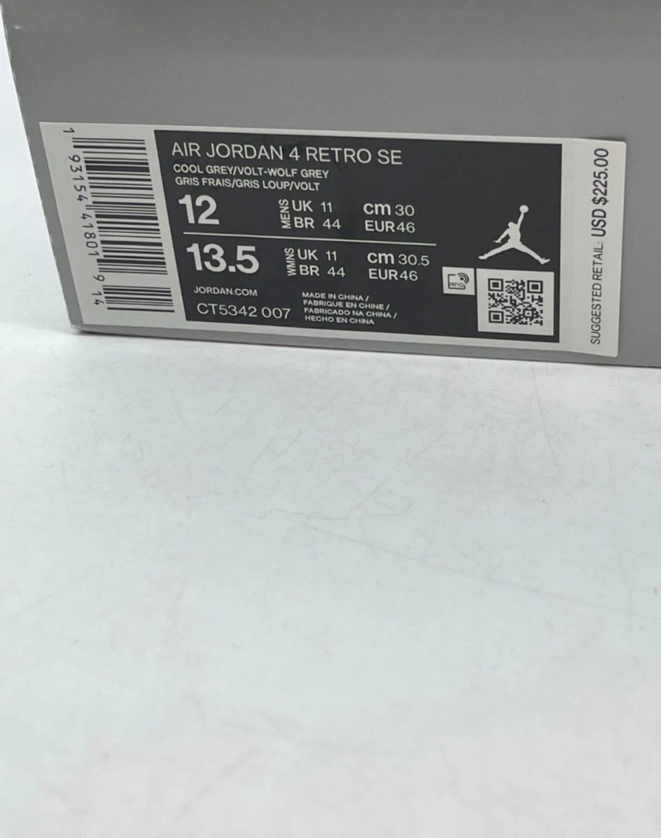 Jordan 4 Retro SE 95 Neon 12 (Lightly Worn Pre-Owned)JordanCool Grey/Volt-Wolf Grey-Anthracite - Image 9