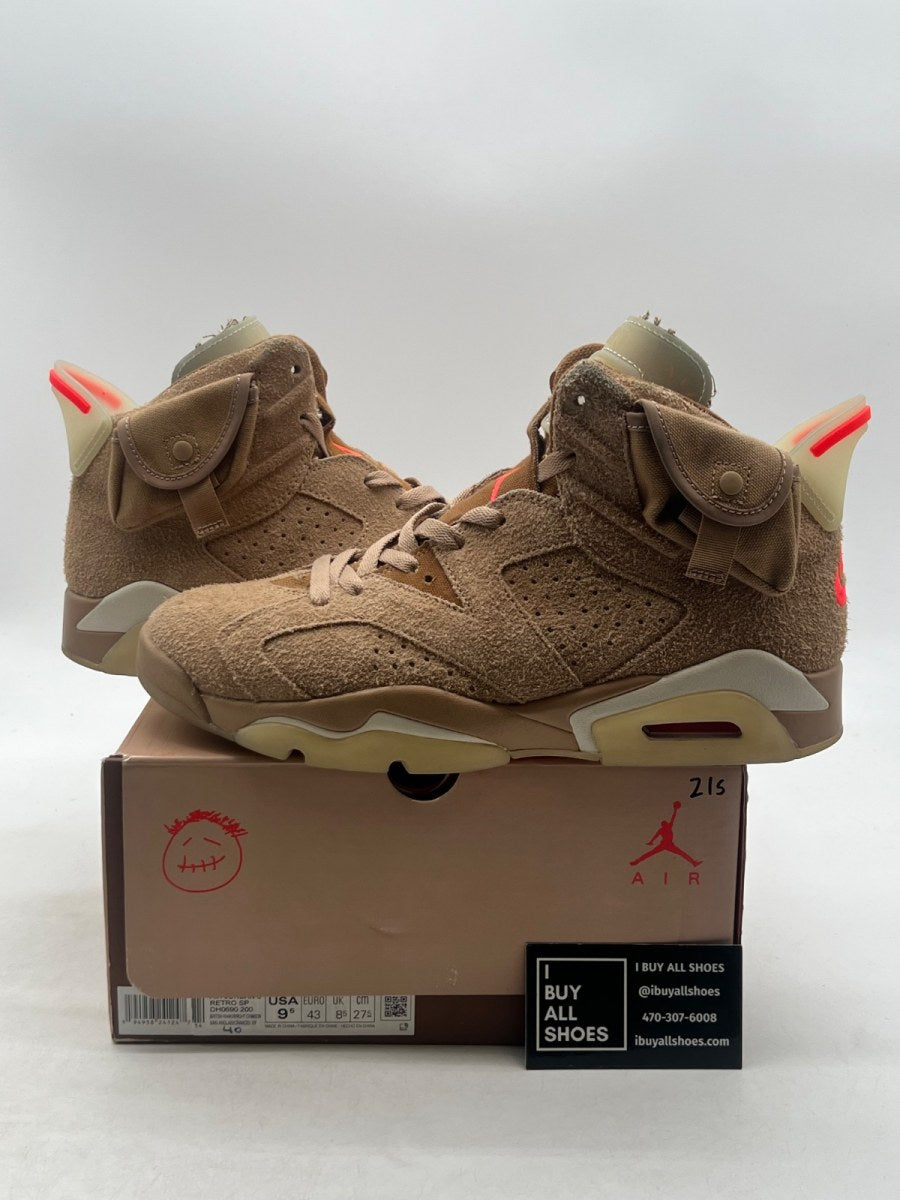 Jordan 6 Retro Travis Scott British Khaki 9.5 (VNDS Pre-Owned) - Image 1