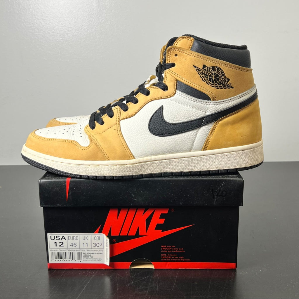 Jordan 1 Retro High Rookie of the Year 12 (Heavily Worn Pre-Owned)JordanGolden Harvest/Black-Sail - Image 3