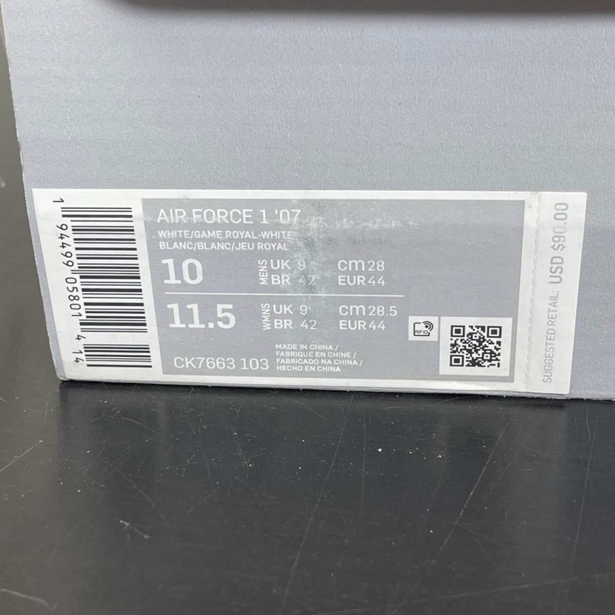 Nike Air Force 1 Low 07 White Royal 10 (Moderately Worn Pre-Owned)NikeWhite/Royal Blue - Image 7