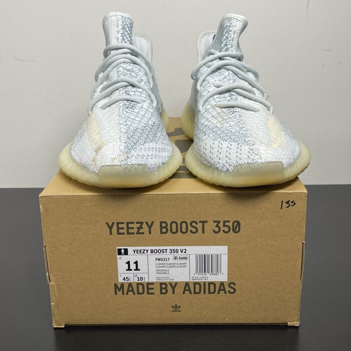 adidas Yeezy Boost 350 V2 Cloud White (Reflective) 11 (Moderately Worn Pre-Owned)adidasCloud White/Cloud White/Cloud White - Image 2