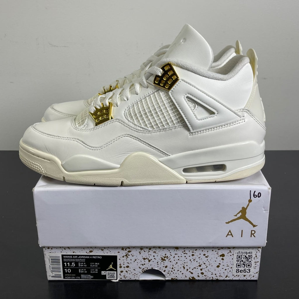 Jordan 4 Retro Metallic Gold (Women's) 11.5W (Moderately Worn Pre-Owned)JordanSail/Metallic Gold/Black - Image 3