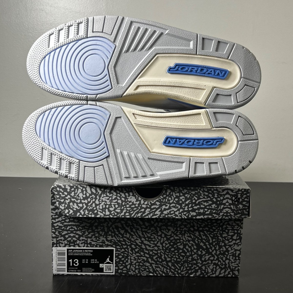 Jordan 3 Retro Lucky Shorts 13 (Lightly Worn Pre-Owned)JordanSummit White/Hydrogen Blue-Legend Blue-Photon Dust-Pure Platinum-Sail - Image 5