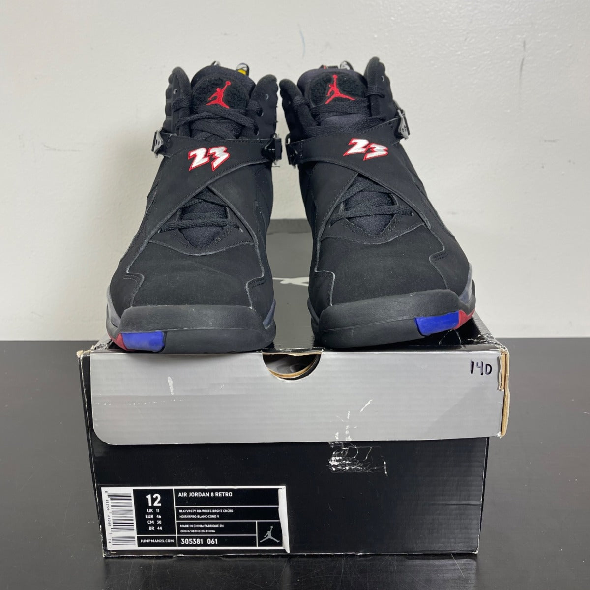 Jordan 8 Retro Playoffs (2013) 12 (Moderately Worn Pre-Owned)JordanBlack/True Red-White - Image 2