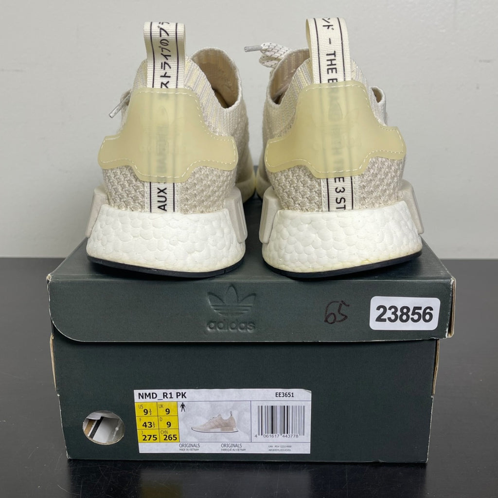 adidas NMD R1 Primeknit Chalk White 9.5 (Moderately Worn Pre-Owned)adidasChalk White/Chalk White/Raw White - Image 4