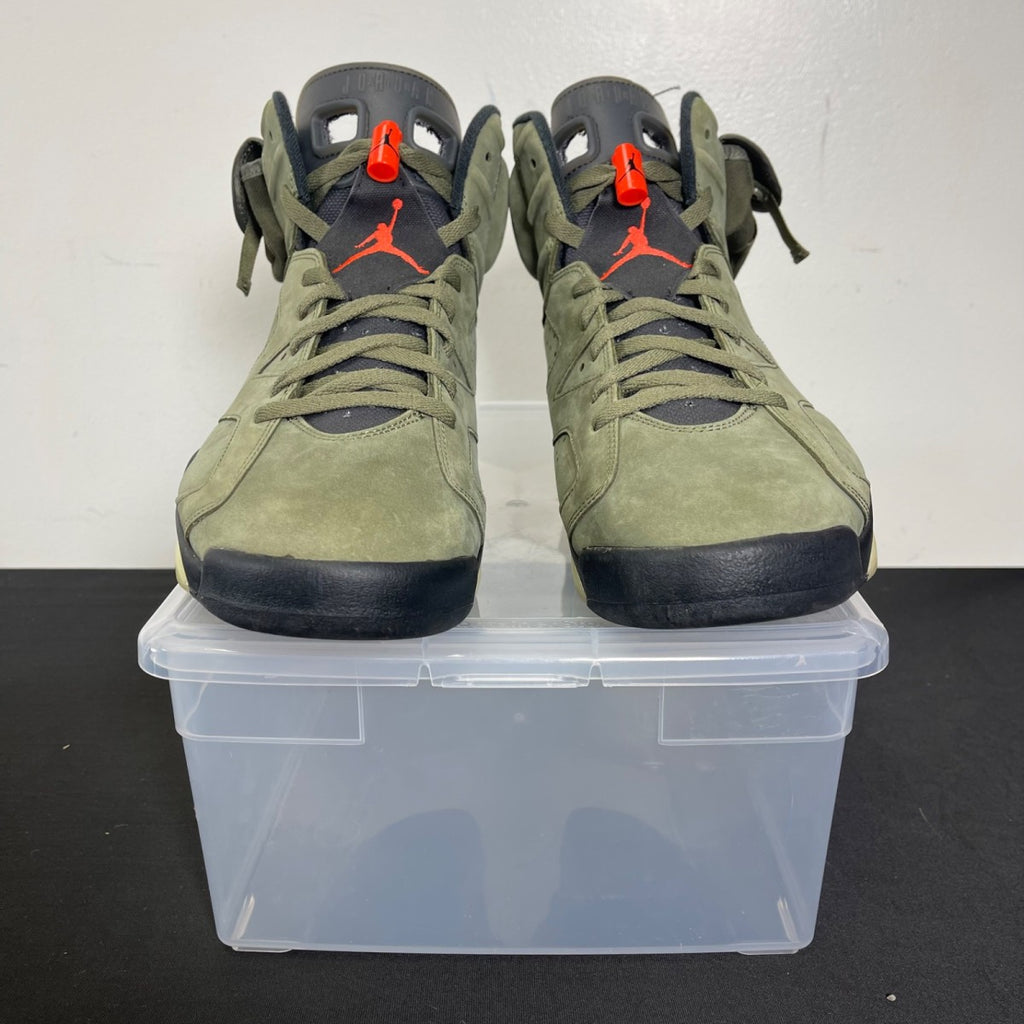 Jordan 6 Retro Travis Scott 13 (Moderately Worn Pre-Owned)JordanMedium Olive/Black-Sail-University Red - Image 2