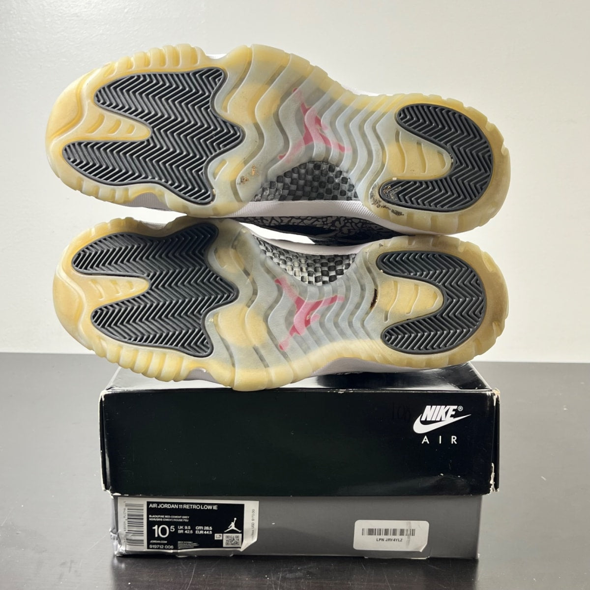 Jordan 11 Retro Low IE Black Cement 10.5 (Lightly Worn Pre-Owned)JordanBlack/Fire Red-Cement Grey-White - Image 5