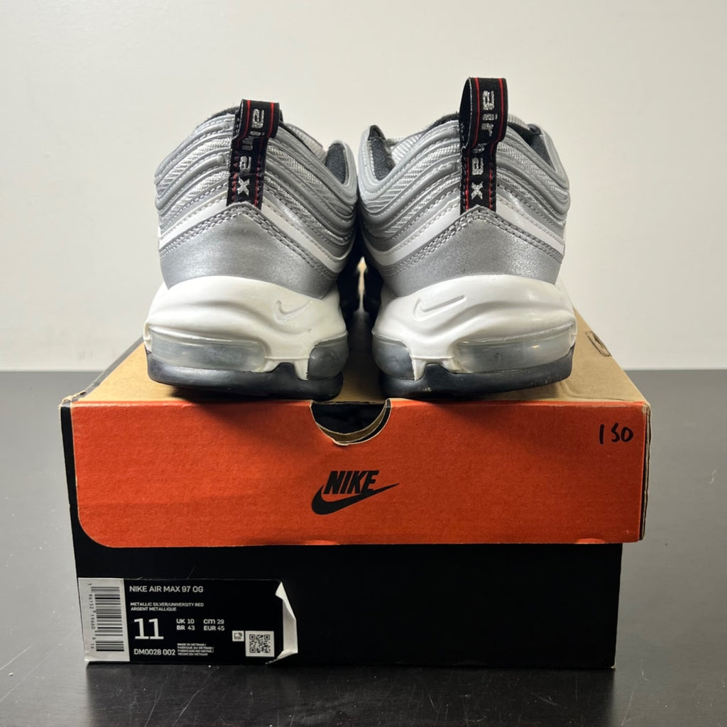 Nike Air Max 97 OG Silver Bullet (2022) 11 (Lightly Worn Pre-Owned)NikeMetallic Silver/University Red-Black-White - Image 4