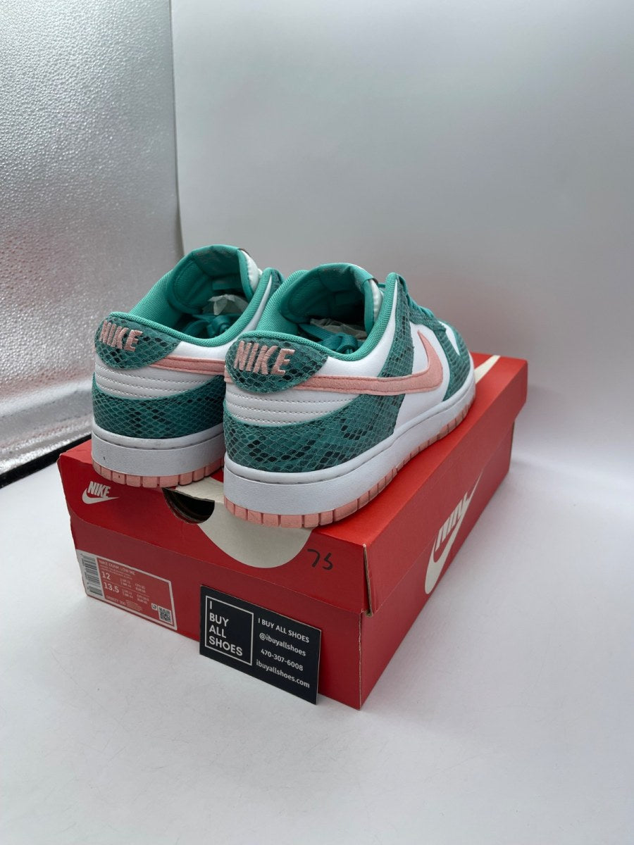 Nike Dunk Low Snakeskin Washed Teal Bleached Coral 12 (Moderately Worn Pre-Owned) - Image 5
