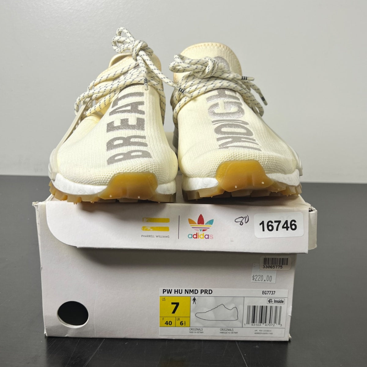 adidas NMD Hu Trail Pharrell Now Is Her Time Cream White 7 (Lightly Worn Pre-Owned)adidasCream White/Raw White/Gum Three - Image 2