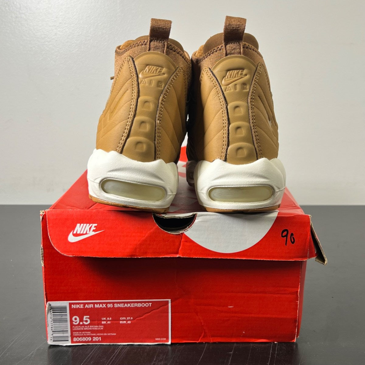 Nike Air Max 95 Sneakerboot Flax (2017) 9.5 (Lightly Worn Pre-Owned)NikeFlax/Flax-Ale Brown-Sail - Image 4