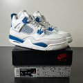 Jordan 4 Retro Military Blue (2024) (GS) 7Y (Lightly Worn Pre-Owned)JordanOff-White/Military Blue/Neutral Grey - Image 1