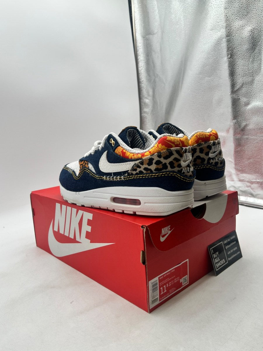 Nike Air Max 1 Premium Denim Leopard 11.5 (Lightly Worn Pre-Owned) - Image 4