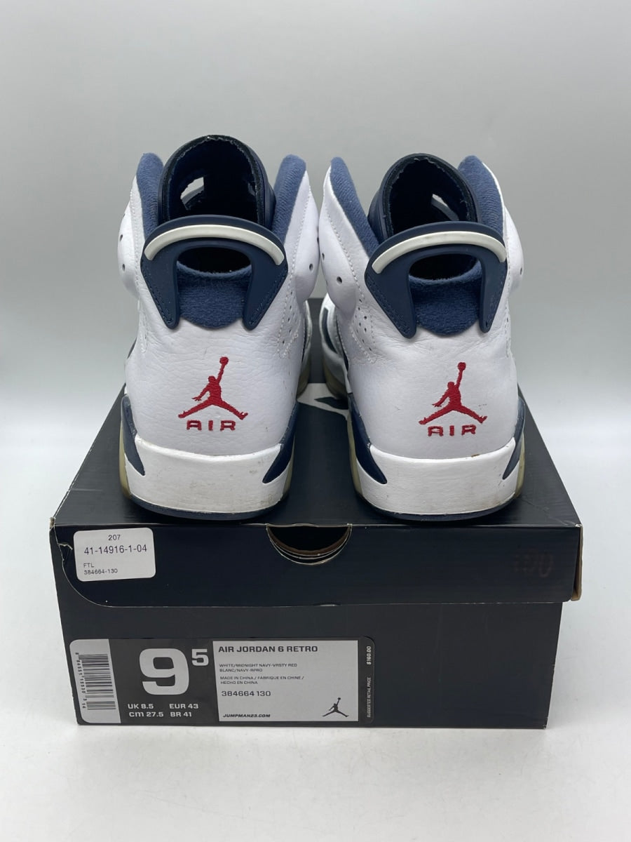 Jordan 6 Retro Olympic London (2012) 9.5 (Moderately Worn Pre-Owned)JordanWhite/Midnight Navy-Varsity Red - Image 3