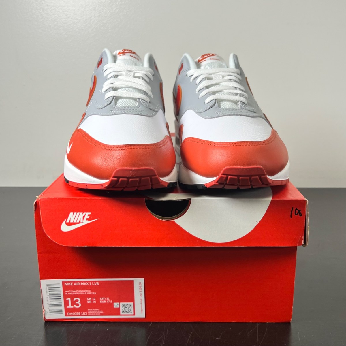 Nike Air Max 1 Martian Sunrise 13 (Lightly Worn Pre-Owned)NikeWhite/Martian Sunrise-Wolf Grey-Black - Image 2