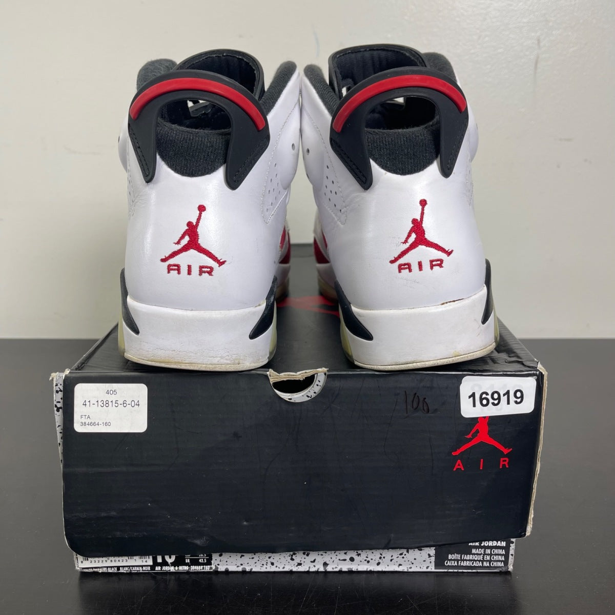 Jordan 6 Retro Carmine (2014) 10.5 (Moderately Worn Pre-Owned)JordanWhite/Carmine-Black - Image 4