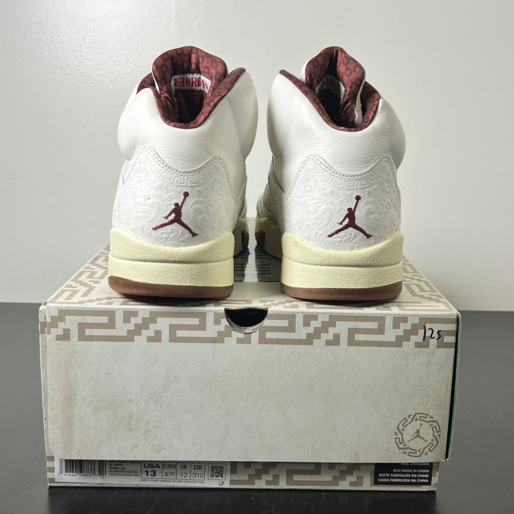 Jordan 5 Retro El Grito Sail 13 (Moderately Worn Pre-Owned)JordanSail/Coconut Milk-Pine Green-Dark Pony - Image 5