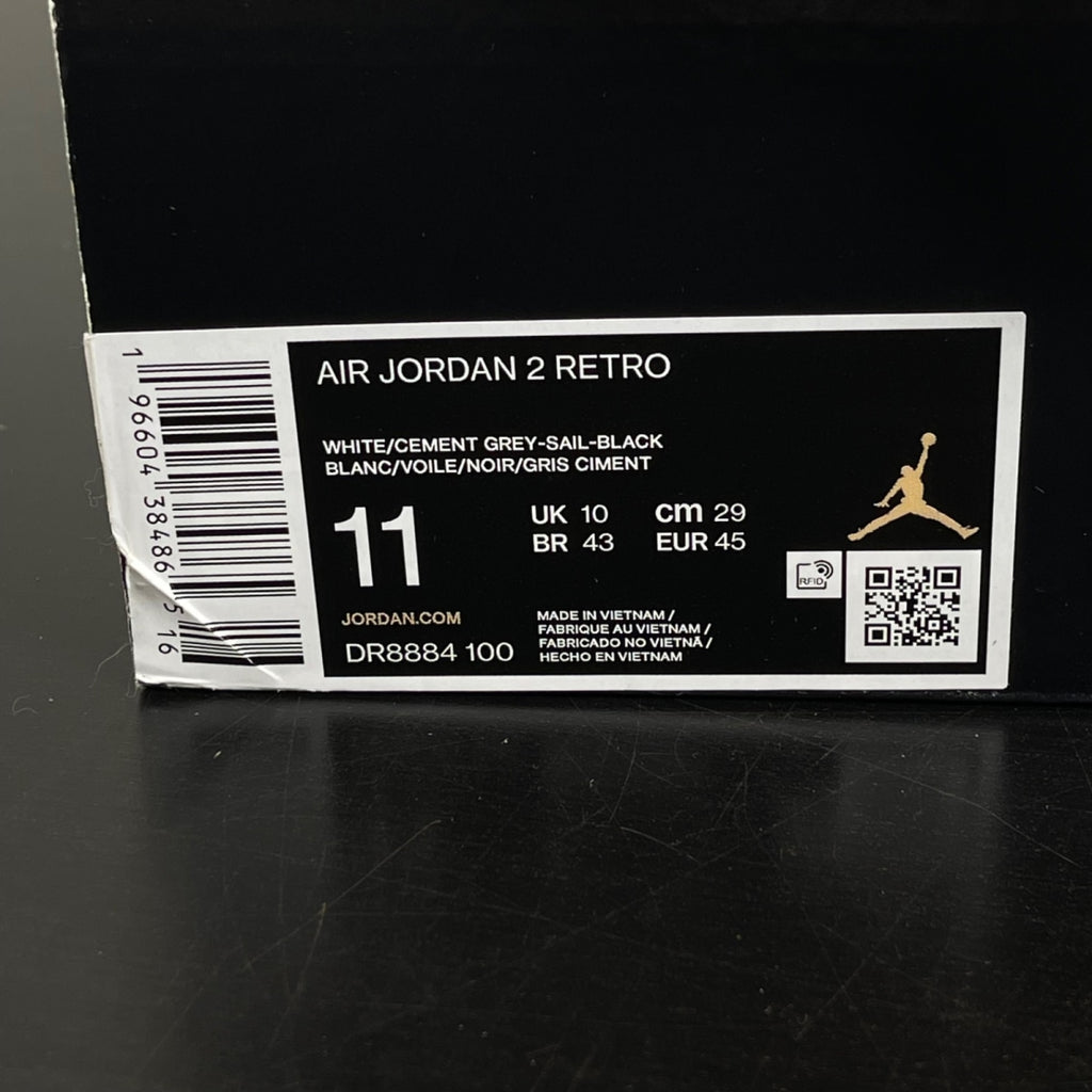 Jordan 2 Retro Cement Grey 11 (Moderately Worn Pre-Owned)JordanWhite/Cement Grey/Sail/Black - Image 7