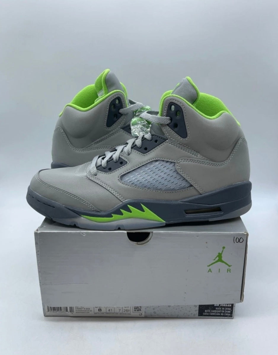Jordan 5 Retro Green Bean (2022) 8 (Lightly Worn Pre-Owned)JordanSilver/Green Bean-Flint Grey - Image 1