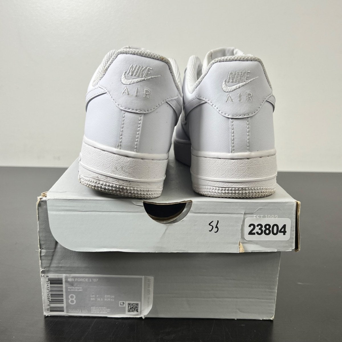 Nike Air Force 1 Low '07 White 8 (Moderately Worn Pre-Owned)NikeWhite/White - Image 4