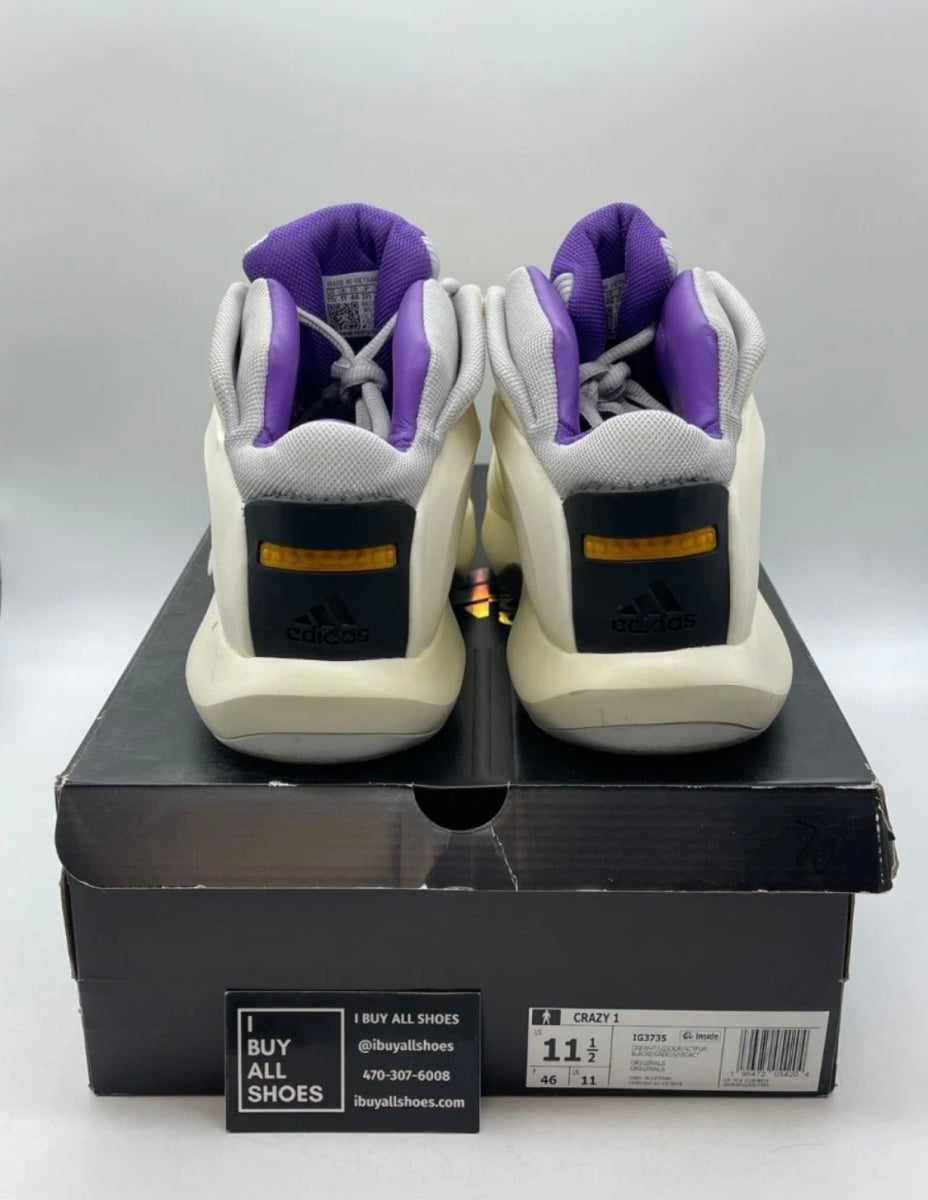 adidas Crazy 1 Cream White Active Purple 11.5 (Lightly Worn Pre-Owned)adidasCream White/Light Solid Grey/Active Purple - Image 5