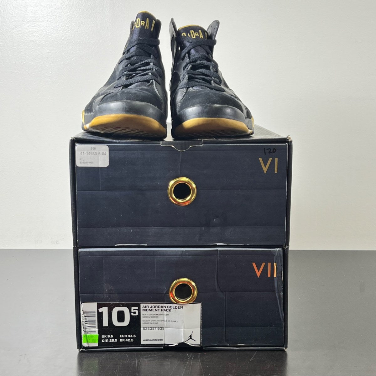 Jordan 7 Retro Golden Moments Pack (7) 10.5 (Lightly Worn Pre-Owned)JordanBlack/Metallic Gold-White - Image 2