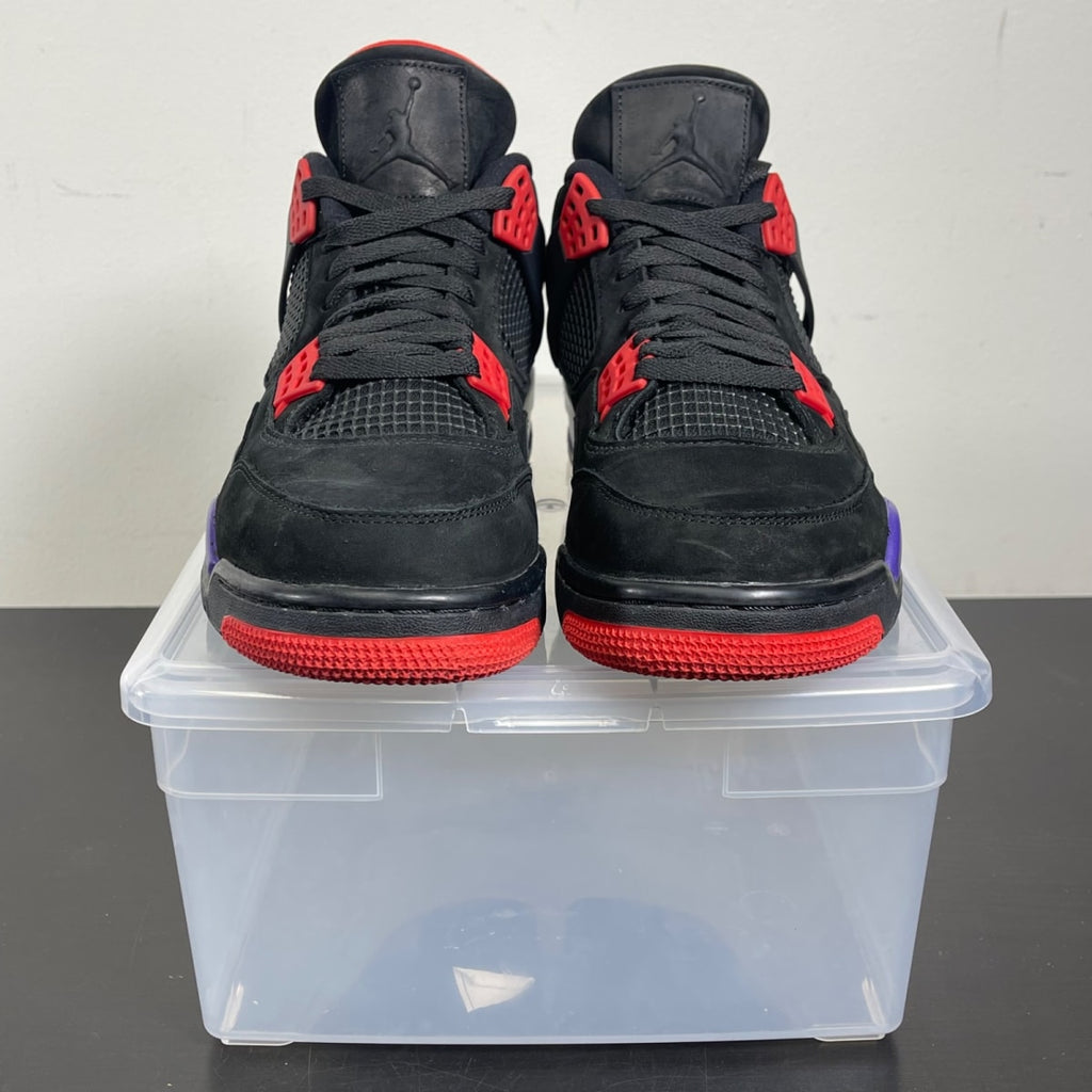 Jordan 4 Retro Raptors (2018) 10.5 (Moderately Worn Pre-Owned)JordanBlack/Court Purple-University Red - Image 2