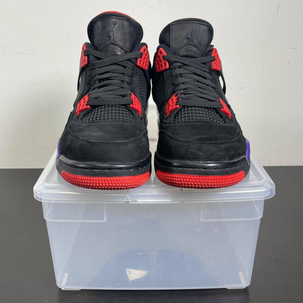 Jordan 4 Retro Raptors (2018) 10.5 (Moderately Worn Pre-Owned)JordanBlack/Court Purple-University Red - Image 2