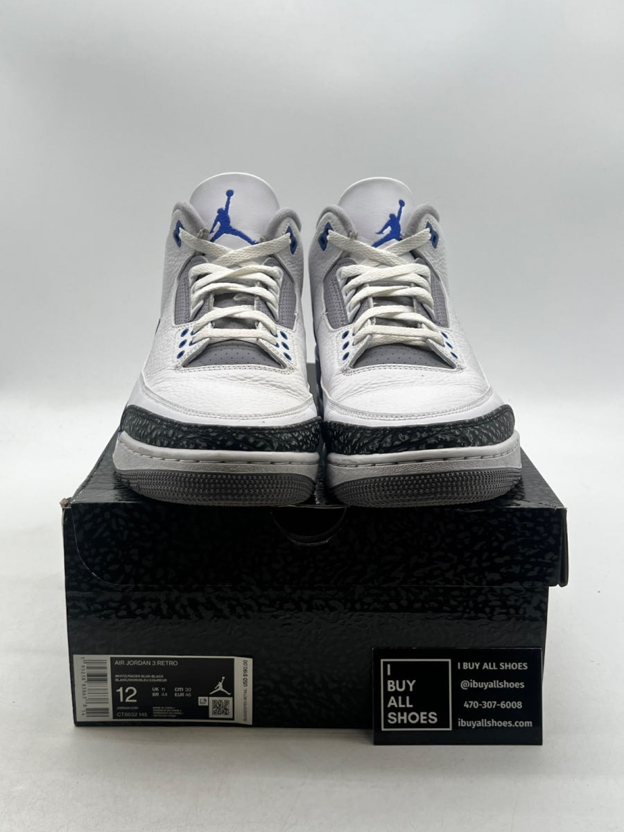 Jordan 3 Retro Racer Blue 12 (Moderately Worn Pre-Owned) - Image 2