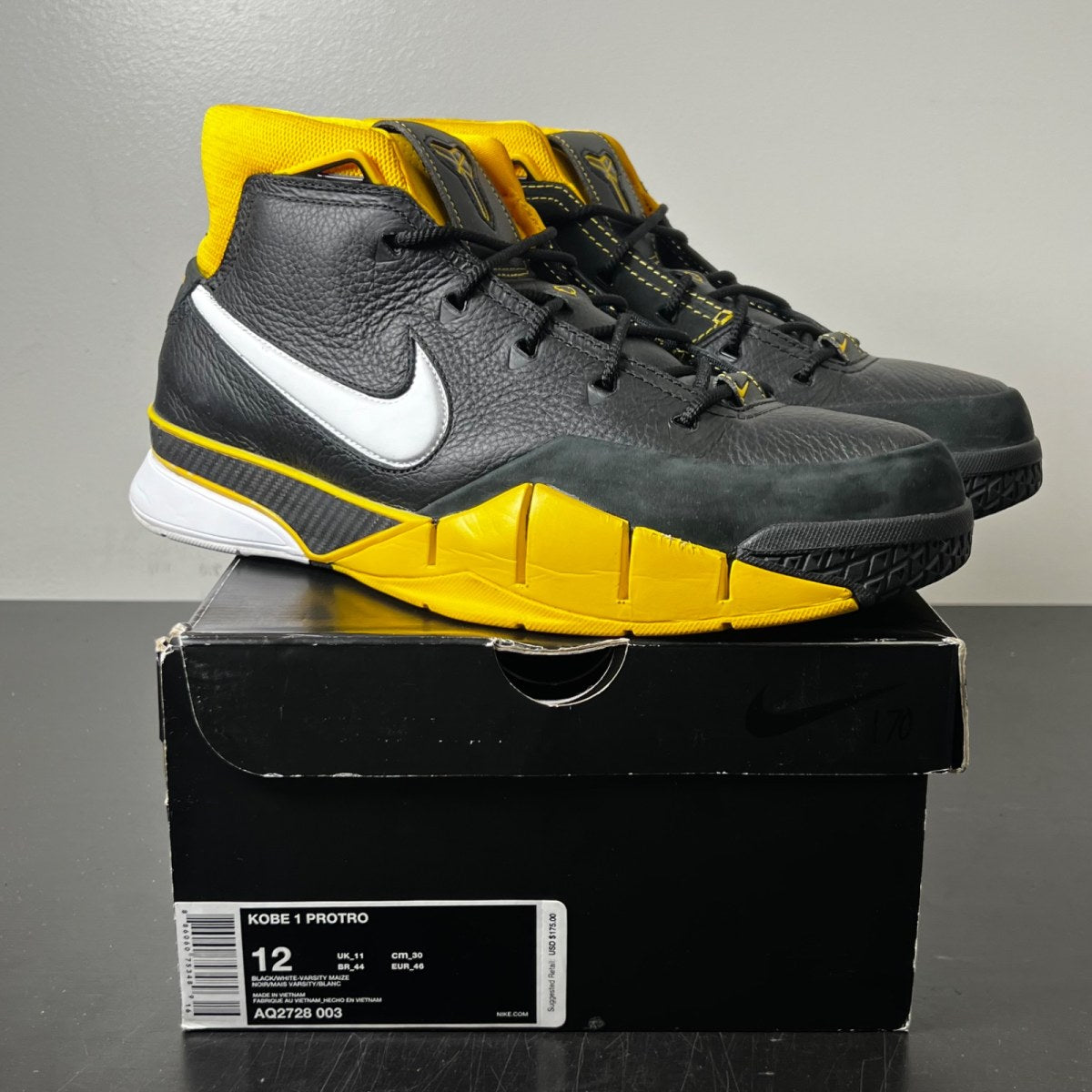 Nike Kobe 1 Protro Black Maize 12 (Lightly Worn Pre-Owned)NikeBlack/White-Varsity Maize - Image 1