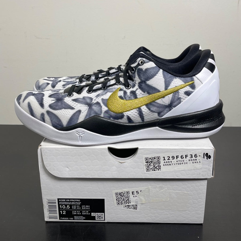 Nike Kobe 8 Protro Mambacita 10.5 (Moderately Worn Pre-Owned)NikeWhite/Metallic Gold/Black - Image 3