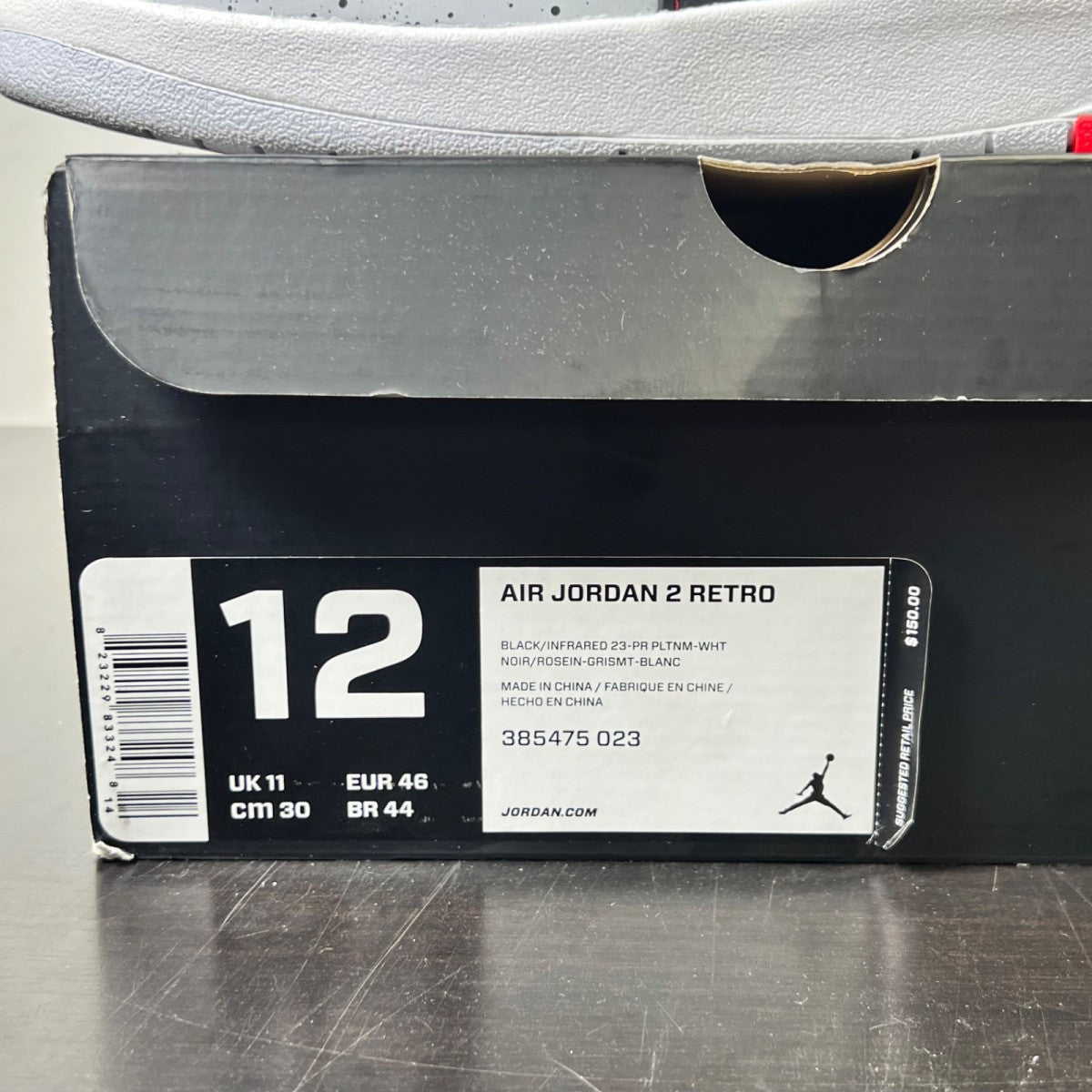 Jordan 2 Retro Infrared Cement 12 (Lightly Worn Pre-Owned)JordanBlack/Infrared 23-Pure Platinum-White - Image 4