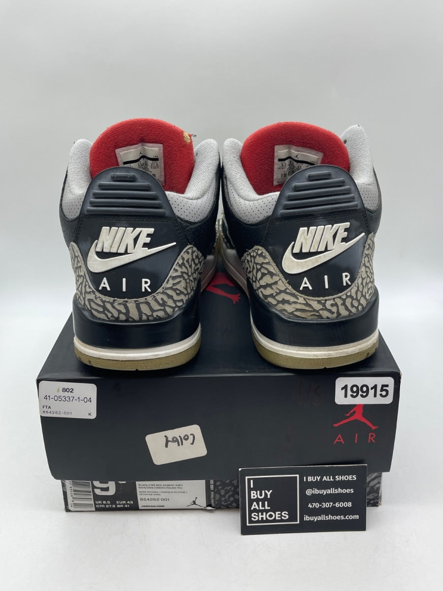Jordan 3 Retro Black Cement (2018) 9.5 (Heavily Worn Pre-Owned) - Image 3