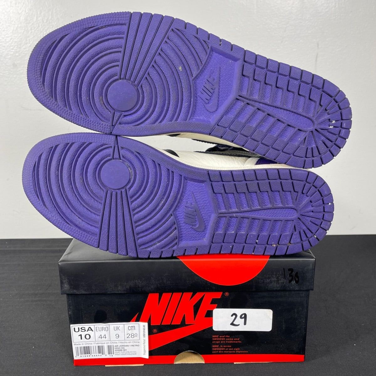 Jordan 1 Retro High Court Purple 10 (Moderately Worn Pre-Owned)JordanCourt Purple/Black-Sail - Image 5
