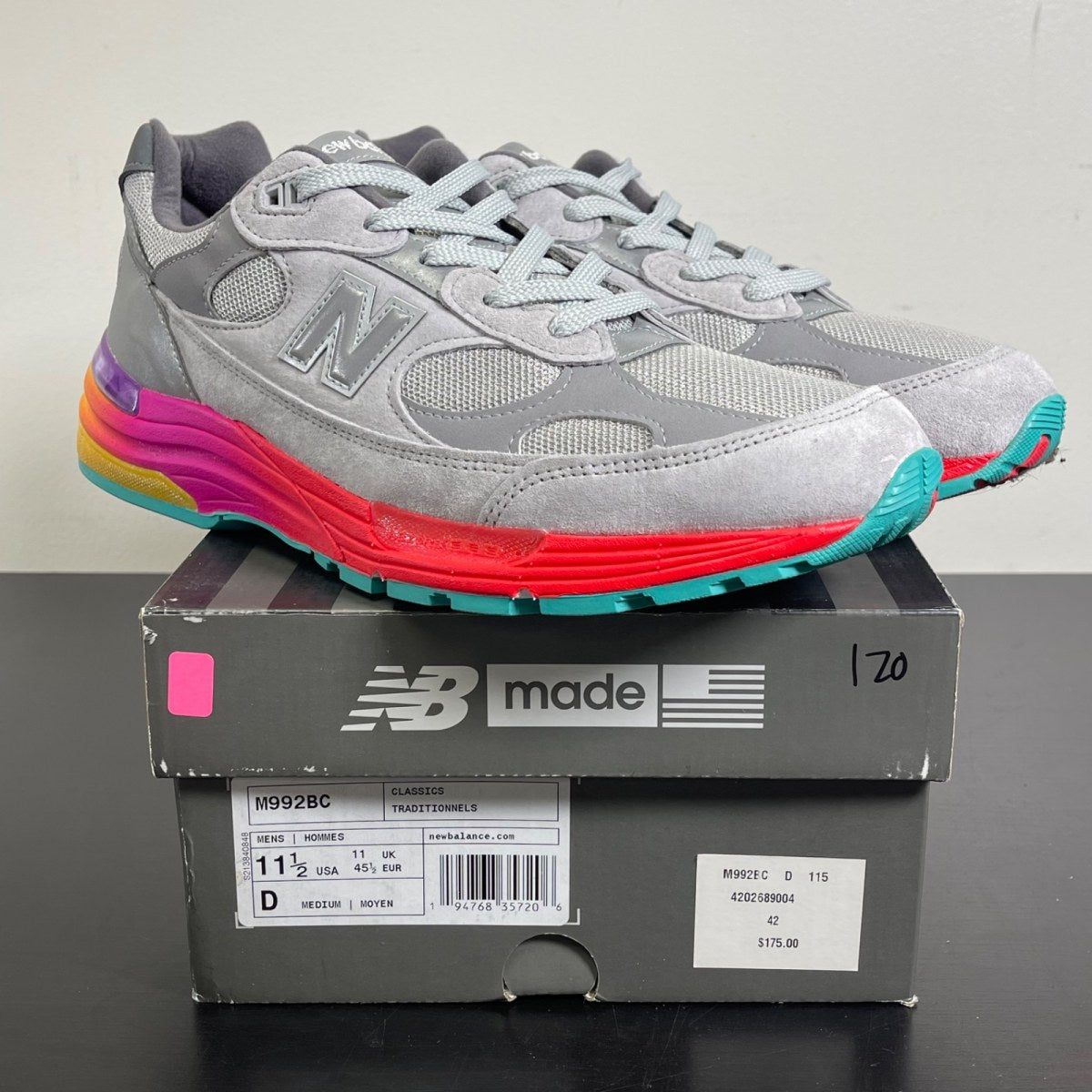 New Balance 992 MiUSA Grey Multi (Size 11.5) Moderately Worn - Image 1