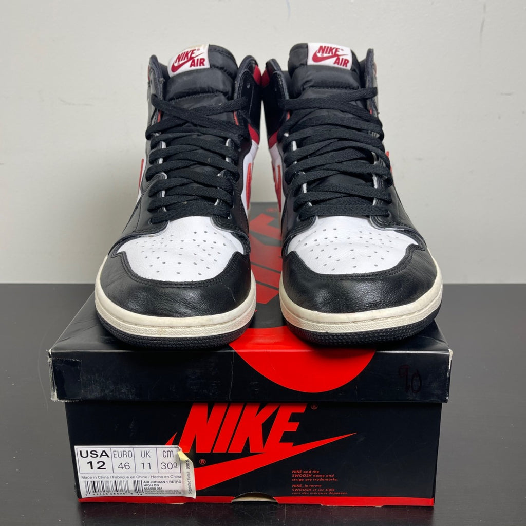 Jordan 1 Retro High Black Gym Red 12 (Moderately Worn Pre-Owned)JordanBlack/Gym Red-White-Sail - Image 2