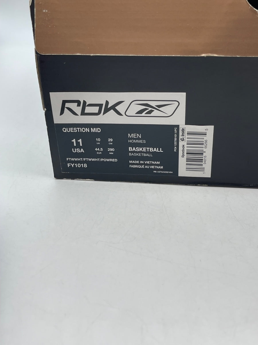 Reebok Question Mid Red Toe 25th Anniversary 11 (Moderately Worn Pre-Owned)ReebokWhite/White-Red - Image 9