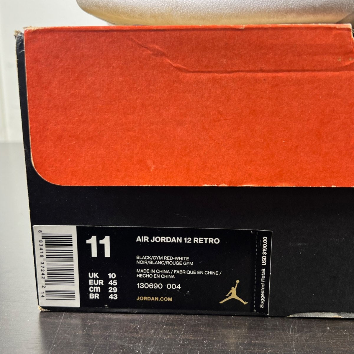 Jordan 12 Retro Nylon 11 (Lightly Worn Pre-Owned)JordanBlack/Gym Red-White - Image 4