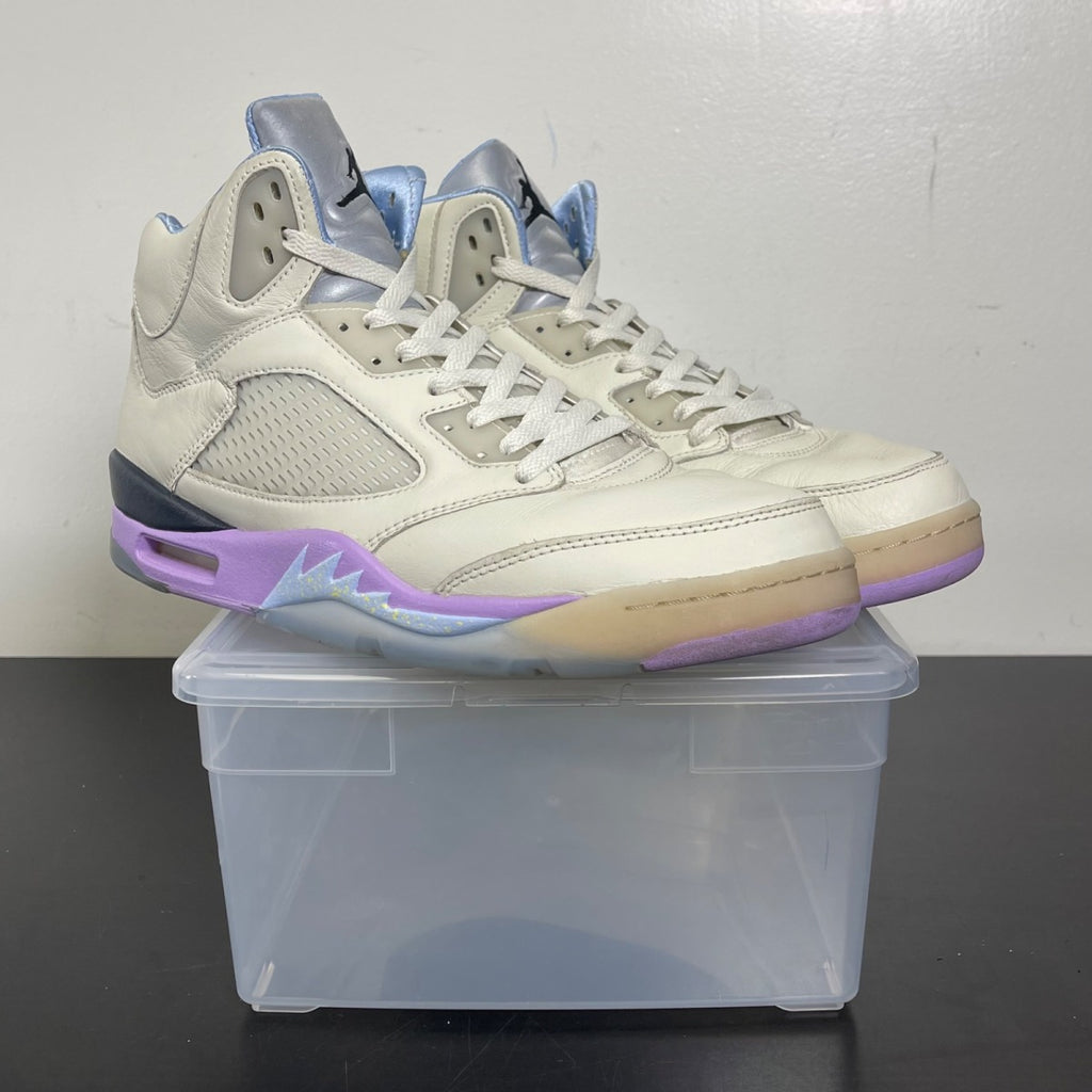 Jordan 5 Retro DJ Khaled We The Best Sail 12 (Moderately Worn Pre-Owned)JordanSail/Washed Yellow-Violet Star - Image 1